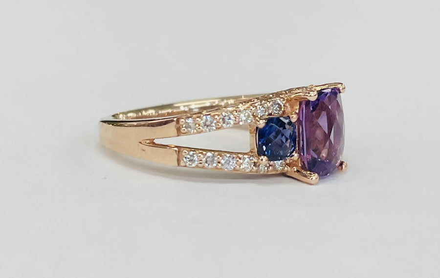 LeVian Rose Gold Amthyest And Tanzanite Diamond RIng