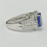 White Gold 2CT Tanzanite Diamond Halo Ring