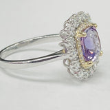 White Gold 3.25CT Cushion Amthyest Diamond Halo Ring