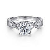 Gabriel & Co. Agata ER15789R4W44JJ – 14K White Gold Twisted Round Diamond Engagement Ring
