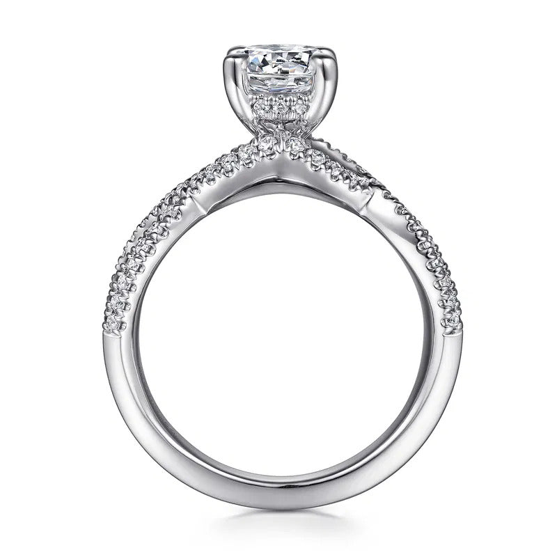 Gabriel & Co. Agata ER15789R4W44JJ – 14K White Gold Twisted Round Diamond Engagement Ring