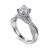 Gabriel & Co. Agata ER15789R4W44JJ – 14K White Gold Twisted Round Diamond Engagement Ring