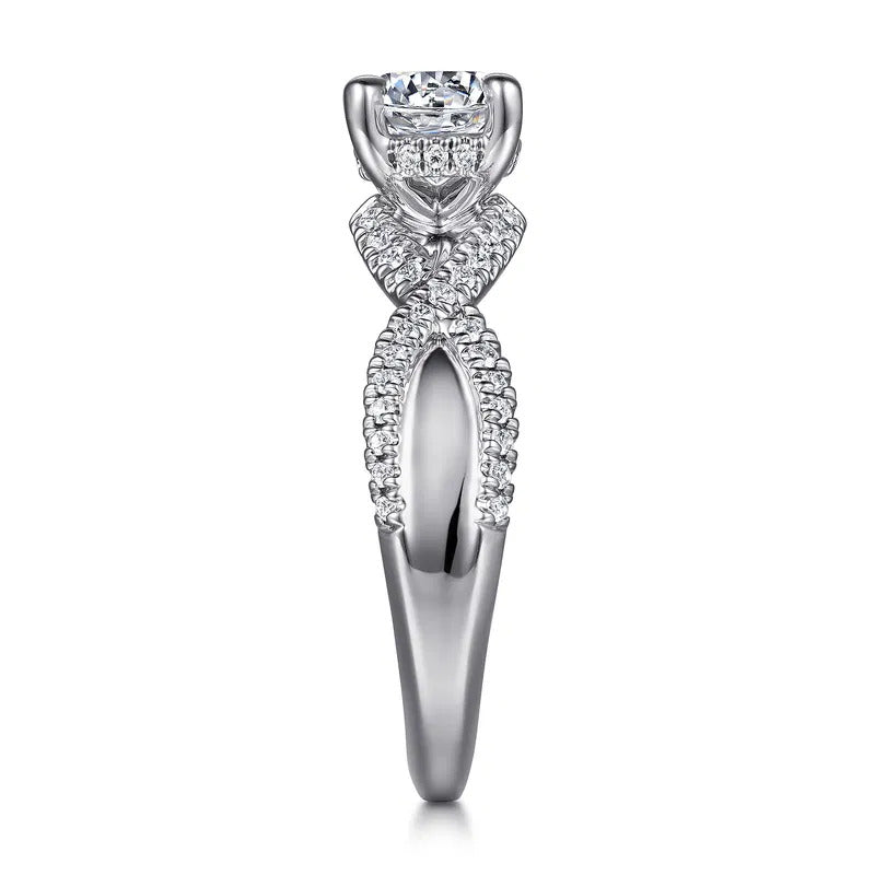 Gabriel & Co. Agata ER15789R4W44JJ – 14K White Gold Twisted Round Diamond Engagement Ring