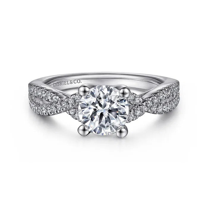 Gabriel & Co. Gina - 14K White Gold Round Twisted Diamond Engagement Ring