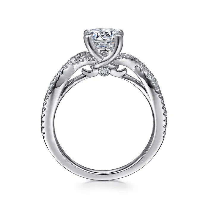 Gabriel & Co. Gina - 14K White Gold Round Twisted Diamond Engagement Ring