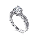 Gabriel & Co. Gina - 14K White Gold Round Twisted Diamond Engagement Ring