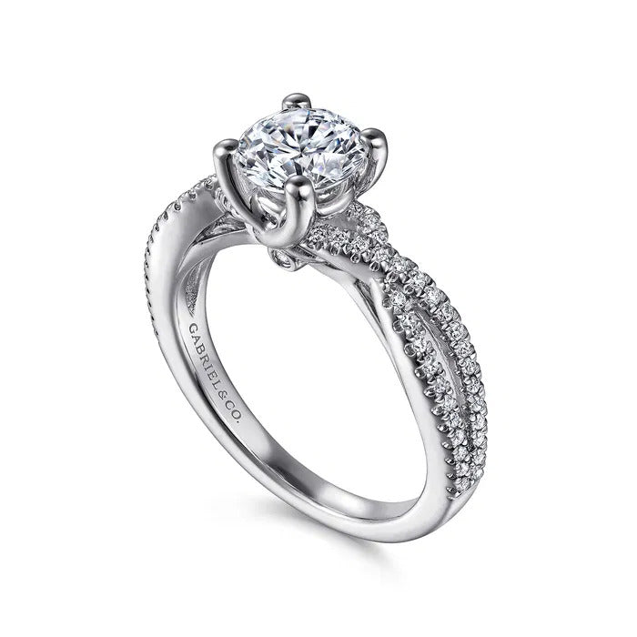 Gabriel & Co. Gina - 14K White Gold Round Twisted Diamond Engagement Ring