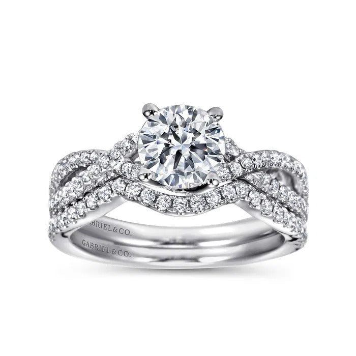 Gabriel & Co. Gina - 14K White Gold Round Twisted Diamond Engagement Ring