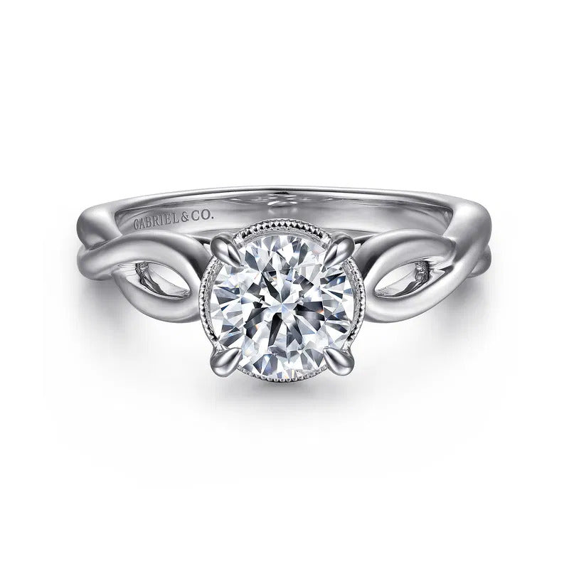 Gabriel & Co. Emiliana ER15790R4W44JJ – 14K White Gold Split Shank Round Diamond Engagement Ring