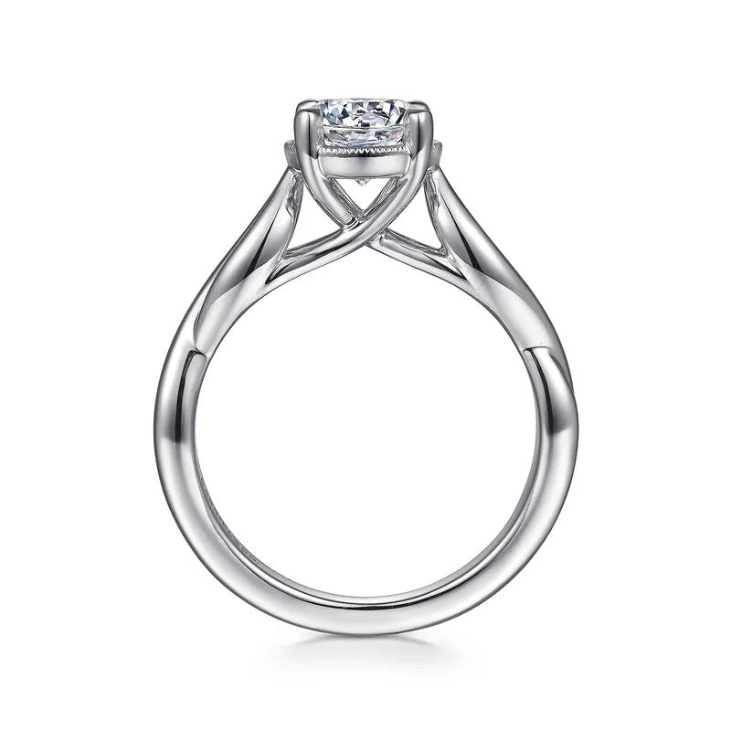 Gabriel & Co. Emiliana ER15790R4W44JJ – 14K White Gold Split Shank Round Diamond Engagement Ring