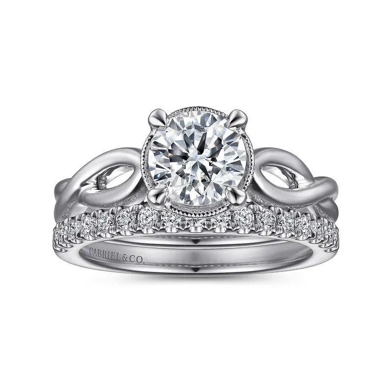 Gabriel & Co. Emiliana ER15790R4W44JJ – 14K White Gold Split Shank Round Diamond Engagement Ring