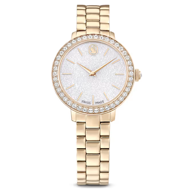 Swarovski Watch Swiss Made, Metal bracelet, Gold tone, Champagne gold-tone finish