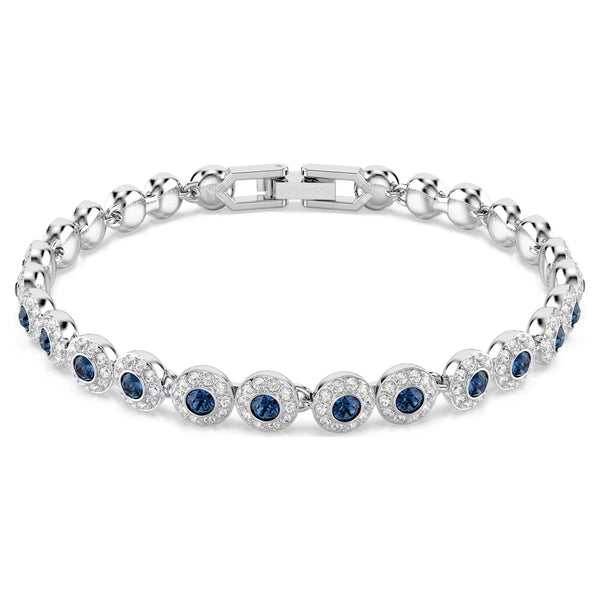 Swarovski Una Angelic Tennis bracelet Round cut, Blue, Rhodium plated