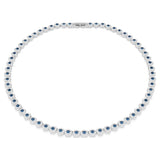 Swarovski Una Angelic Tennis necklace Round cut, Blue, Rhodium plated