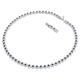 Swarovski Una Angelic Tennis necklace Round cut, Blue, Rhodium plated