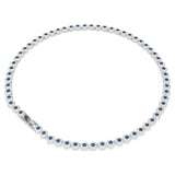 Swarovski Una Angelic Tennis necklace Round cut, Blue, Rhodium plated