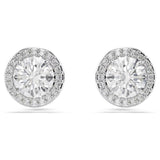 Swarovski 5636269 Constella Pavé Stud Earrings – Round Cut White Crystals, Rhodium Plated