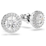 Swarovski 5636269 Constella Pavé Stud Earrings – Round Cut White Crystals, Rhodium Plated