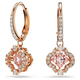Swarovski Sparkling Dance Clover Earrings 5516477 – Pink Dancing Stone, Rose Gold-Tone Plated Drop Earrings
