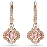 Swarovski Sparkling Dance Clover Earrings 5516477 – Pink Dancing Stone, Rose Gold-Tone Plated Drop Earrings