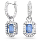 Swarovski 5619500 Una Drop Earrings – Octagon Cut Blue Crystals, Rhodium Plated