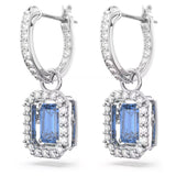 Swarovski 5619500 Una Drop Earrings – Octagon Cut Blue Crystals, Rhodium Plated