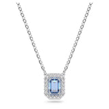 Swarovski 5614926 Millenia Necklace – Octagon Cut Blue Crystal, Rhodium Plated