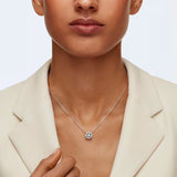 Swarovski Una necklace Round cut, Blue, Rhodium plated 5279425