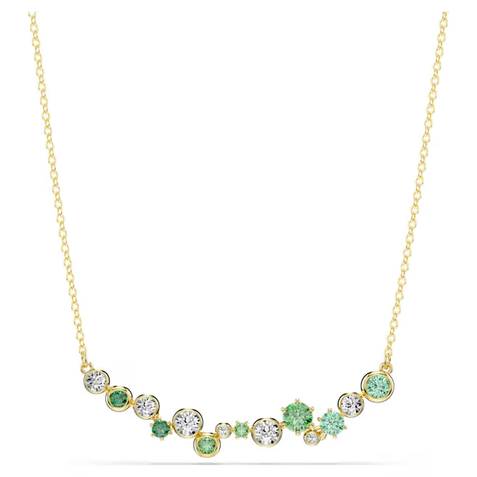 Swarovski Constella necklace Mixed cuts, Green, Gold-tone plated