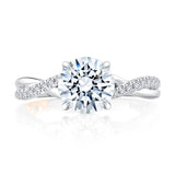 Round Cut Diamond Split Shank Crossover Engagement Ring