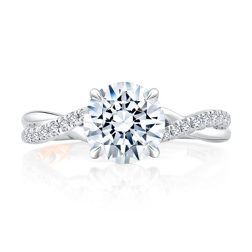 Round Cut Diamond Split Shank Crossover Engagement Ring