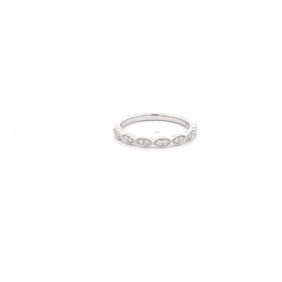 14k White Gold 0.15CTW Diamond Scalloped Style Wedding Band