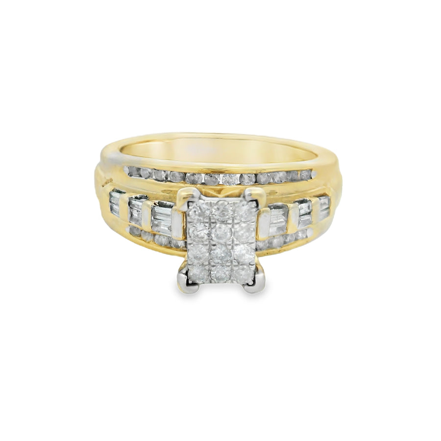 Yellow Gold Cluster Diamond Engagement Ring