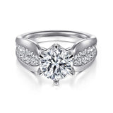 Gabriel & Co. Ember ER14966R8W44JJ – 14K White Gold Wide Band Round Diamond Engagement Ring