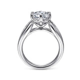 Gabriel & Co. Ember ER14966R8W44JJ – 14K White Gold Wide Band Round Diamond Engagement Ring