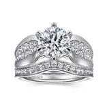Gabriel & Co. Ember ER14966R8W44JJ – 14K White Gold Wide Band Round Diamond Engagement Ring
