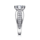 Gabriel & Co. Ember ER14966R8W44JJ – 14K White Gold Wide Band Round Diamond Engagement Ring