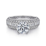 Gabriel & Co. ER16257R6W44JJ 14K White Gold Wide Band Round Diamond Engagement Ring