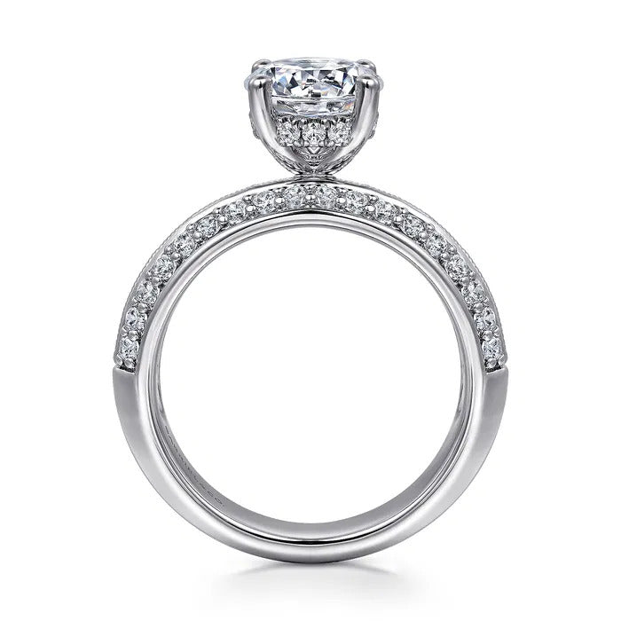 Gabriel & Co. ER16257R6W44JJ 14K White Gold Wide Band Round Diamond Engagement Ring