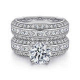 Gabriel & Co. ER16257R6W44JJ 14K White Gold Wide Band Round Diamond Engagement Ring