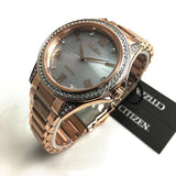 Citizen Eco-Drive EM0233-51A POV – Rose Gold-Tone, White Dial with Swarovski Crystals, Ladies’ Watch