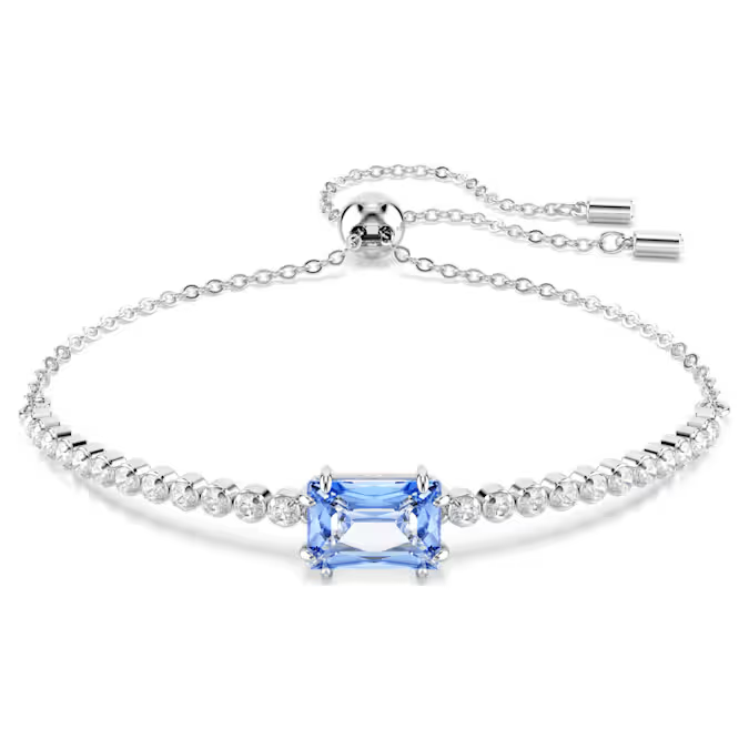 Matrix Tennis bracelet Mixed cuts, Blue, Rhodium plated