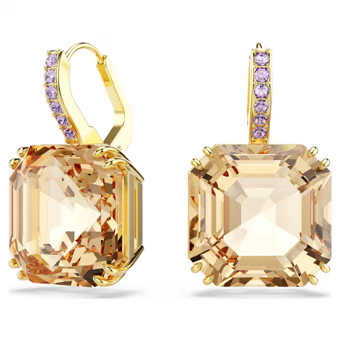 Millenia drop earrings Mixed cuts, Caramel, Gold-tone plated