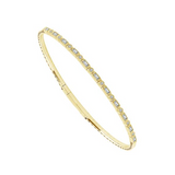 Yellow Gold Baghuette And Round Diamond Flexi-Bangle