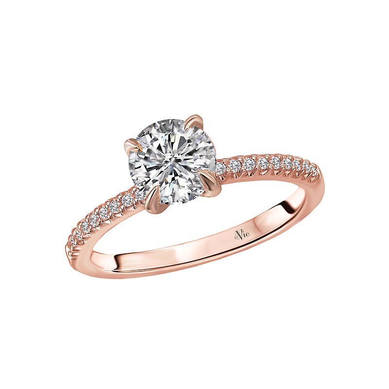 Rose Gold Classic Claw Prong Thin Diamond Band Solitaire