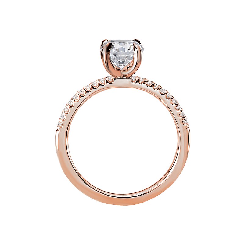 Rose Gold Classic Claw Prong Thin Diamond Band Solitaire
