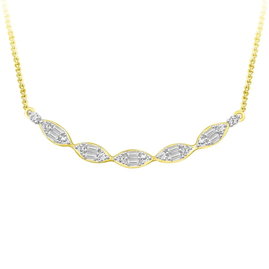 Gold & Diamond Curved Bar Necklace