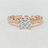 Milgrain Rose Gold Solitaire Engagement Ring