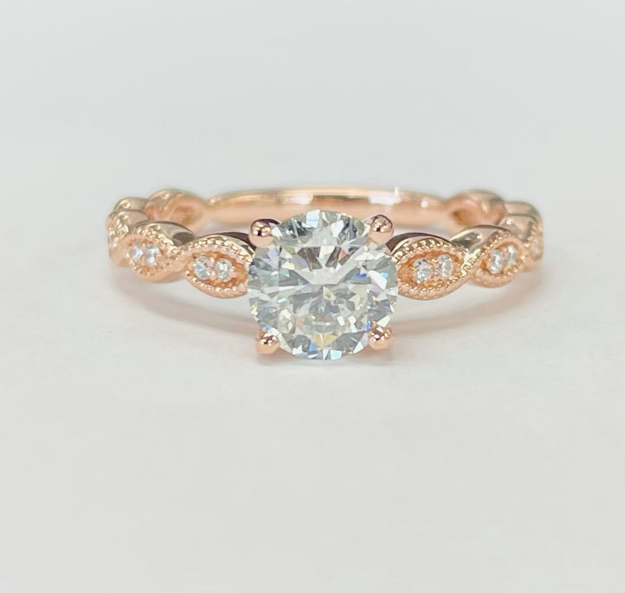 Milgrain Rose Gold Solitaire Engagement Ring