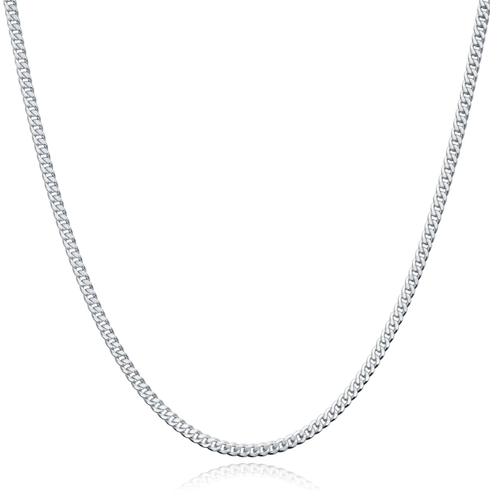 Micro Cuban Chain White Gold Solid 24"